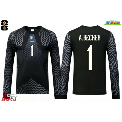 Brasil Alisson Becker #1 Portero Primera Equipación Mundial 2026 Manga Larga Brasil Alisson Becker #1 Portero Primera Equipación Mundial 2026 Manga Larga